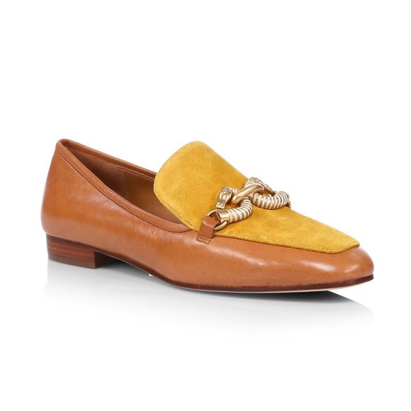 Tory Burch Shoes - TORY BURCH Jessa Mustard Yellow Suede Leather Mules in Tiramisu